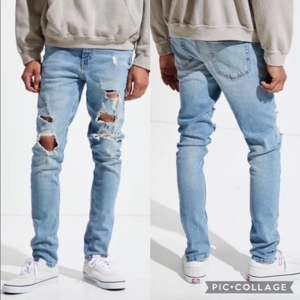 DDG Urban outfitters men’s skinny stretch distressed jeans 29 x 30 medium wash